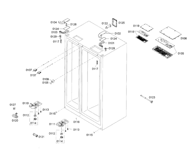 Cabinet Assy Diagram and Parts List for B22CS50SNW 03 Bosch Refrigerator