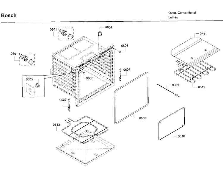 Inner Parts 2 Diagram and Parts List for HBN8651UC 02 Bosch Wall Oven