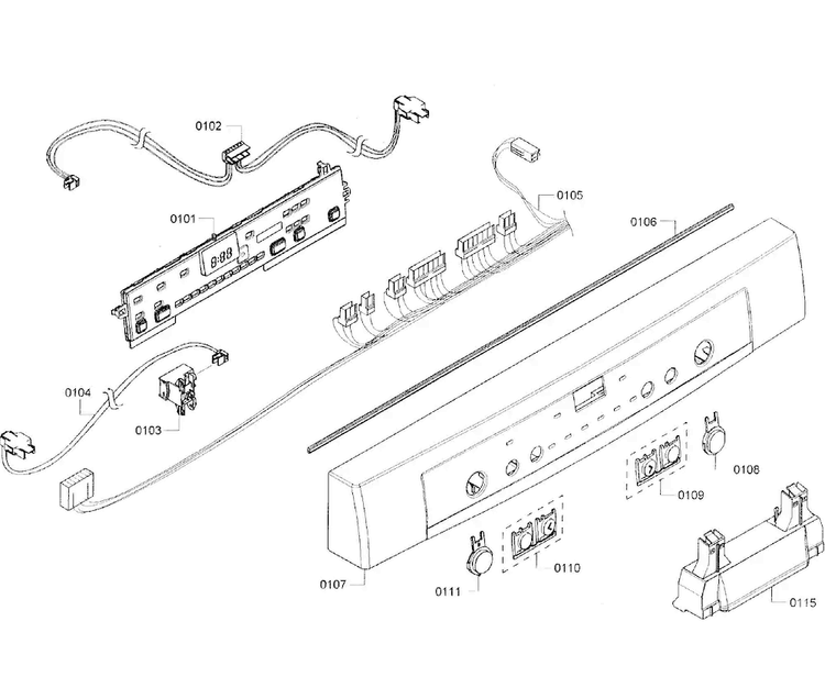 Control Panel Diagram and Parts List for SHE3AR72UC 07 Bosch Dishwasher