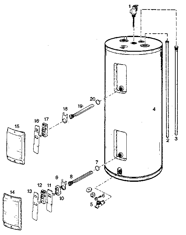Replacement Parts Diagram and Parts List for 153311121  Kenmore Water Heater