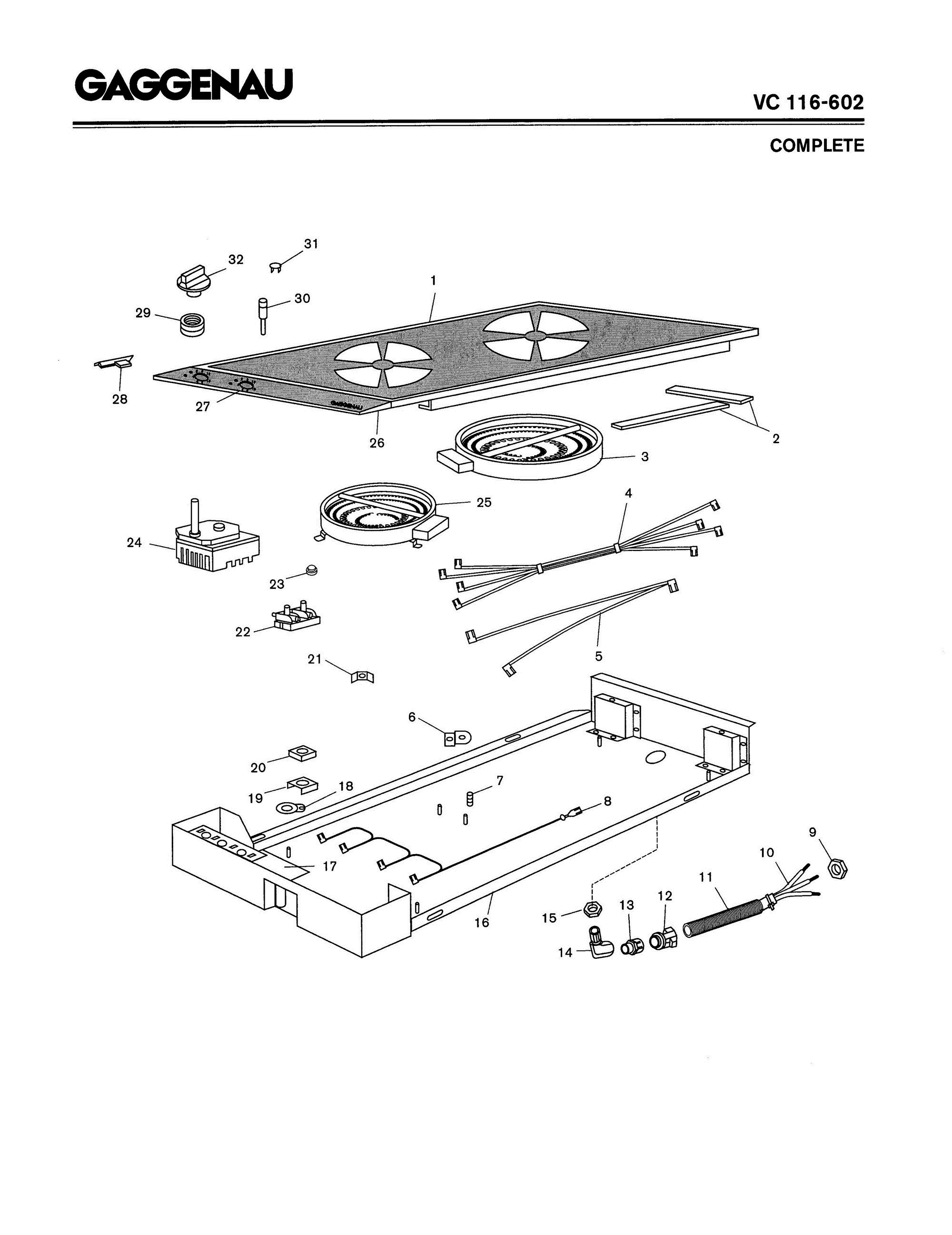 01 - COMPLETE Diagram and Parts List for VC116-602  Bosch Range