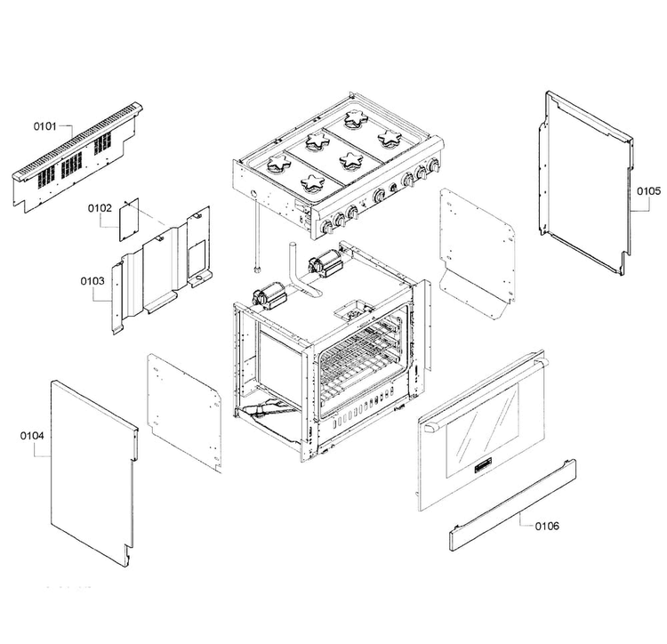 Main Assy Diagram and Parts List for PRD366GHC 04 Thermador Range