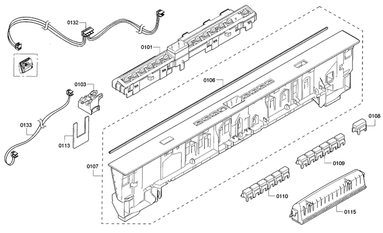 Control Panel Diagram and Parts List for SHX53T55UC 07 Bosch Dishwasher