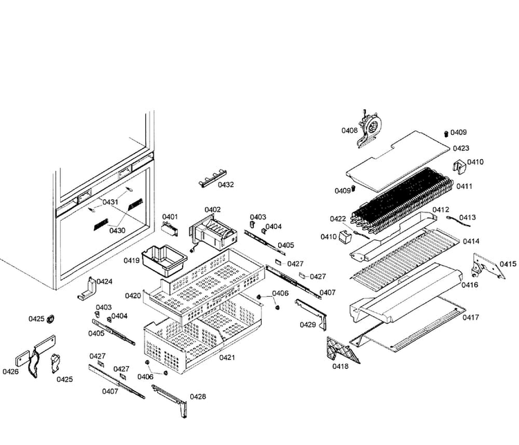 Freezer Diagram and Parts List for T36IT71NNP 08 Thermador Refrigerator