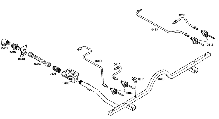 Gas Supply Diagram and Parts List for PRD364ELHU02  Thermador Range