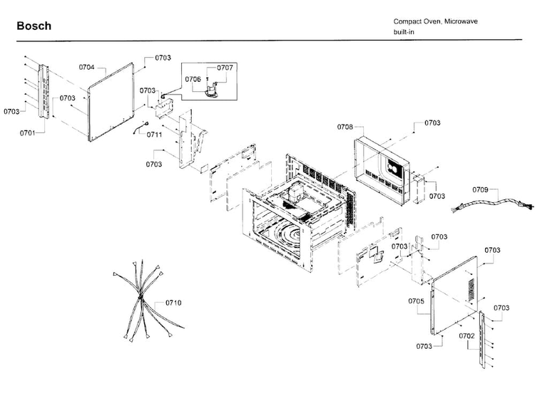 Frame Diagram and Parts List for HMC80252UC 01 Bosch Microwave