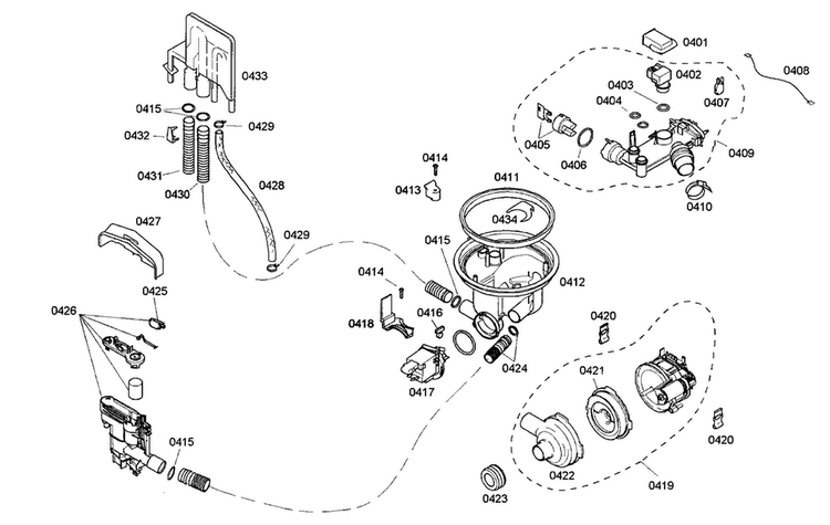 Pump Assy Diagram and Parts List for SHX33M02UC 46 Bosch Dishwasher