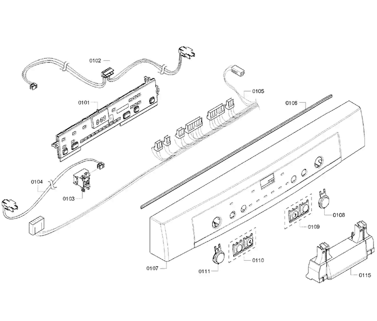 Control  Panel Diagram and Parts List for SHE6AF02UC 05 Bosch Dishwasher