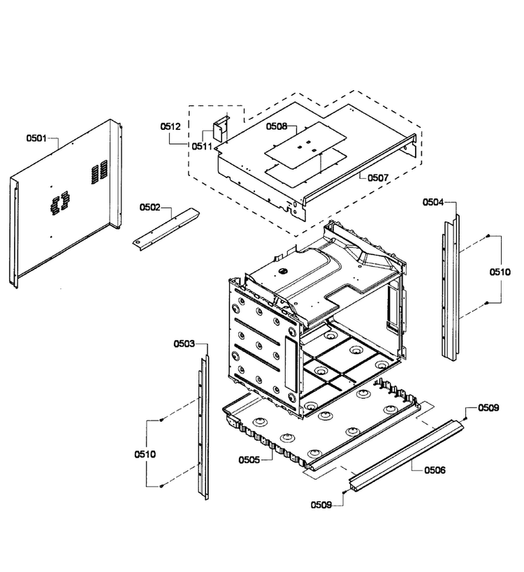 Cabinet Assy Diagram and Parts List for HBL3360UC 07 Bosch Wall Oven