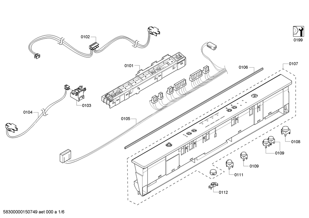 Diagram 1 Diagram and Parts List for SHX4AP05UC-05  Bosch Dishwasher
