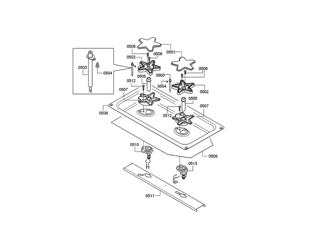 Jet Holders Diagram and Parts List for PRD48JDSGU 08 Thermador Range