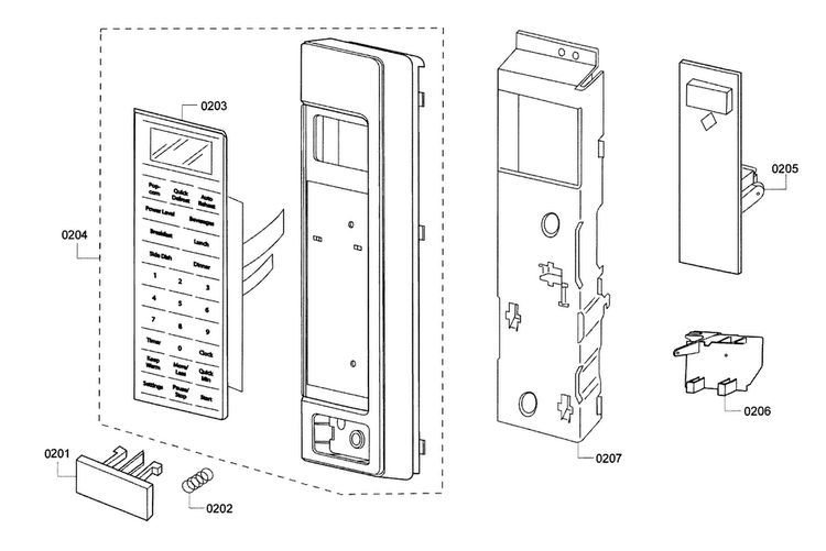 Control Panel Diagram and Parts List for HMB5060 01 Bosch Microwave