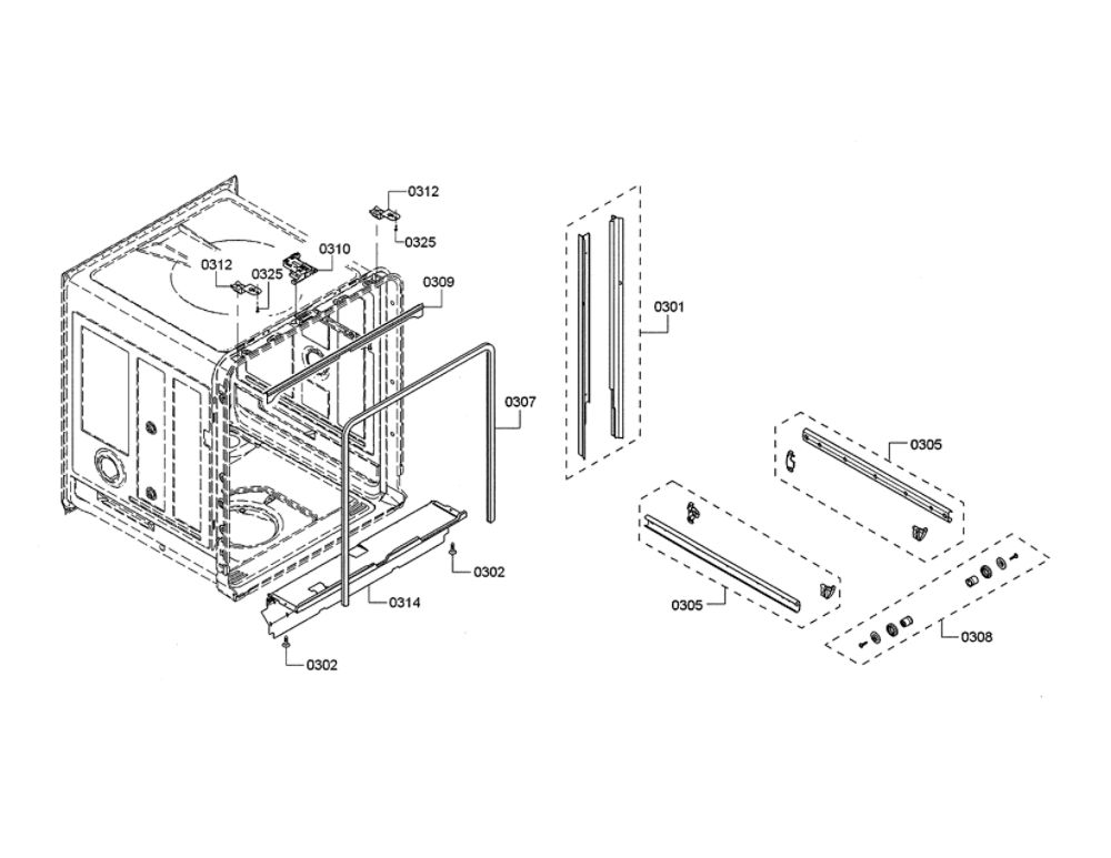 Tub Diagram and Parts List for DWHD440MFP 07 Thermador Dishwasher