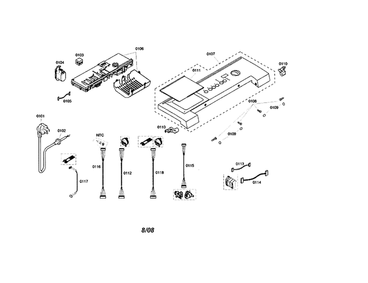 Facia Panel/control Module Diagram and Parts List for WFMC530SUC 07 Bosch Washer