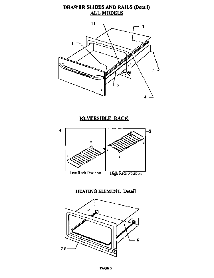 Drawer Slides And Rails Diagram and Parts List for WD27QB  Thermador Warming Drawer