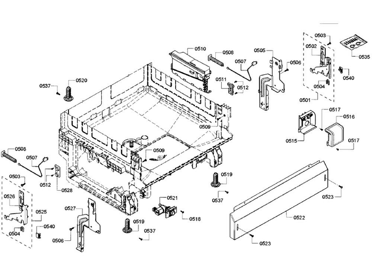 Base Section Diagram and Parts List for SHX3AR52UC 10 Bosch Dishwasher