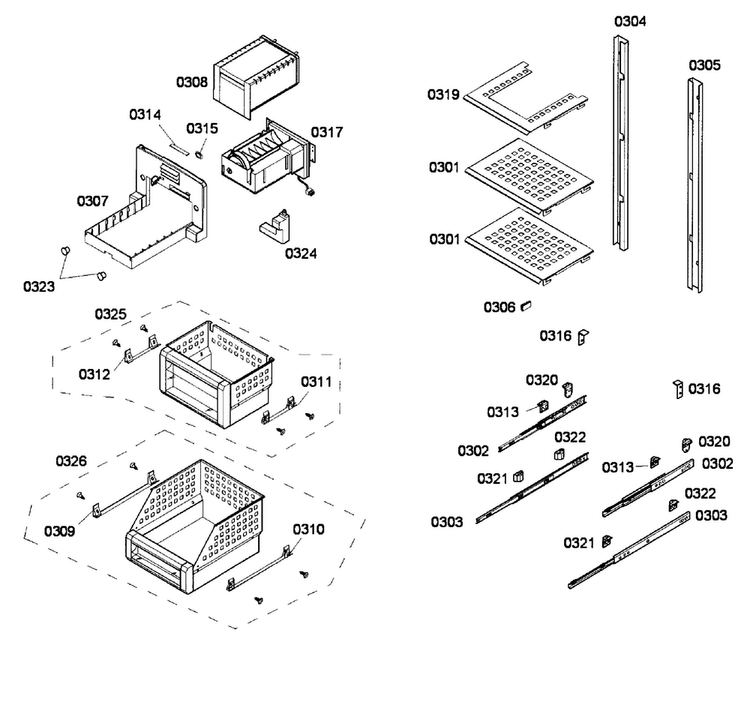 Shelfs Diagram and Parts List for T18ID80NLP 37 Thermador Freezer