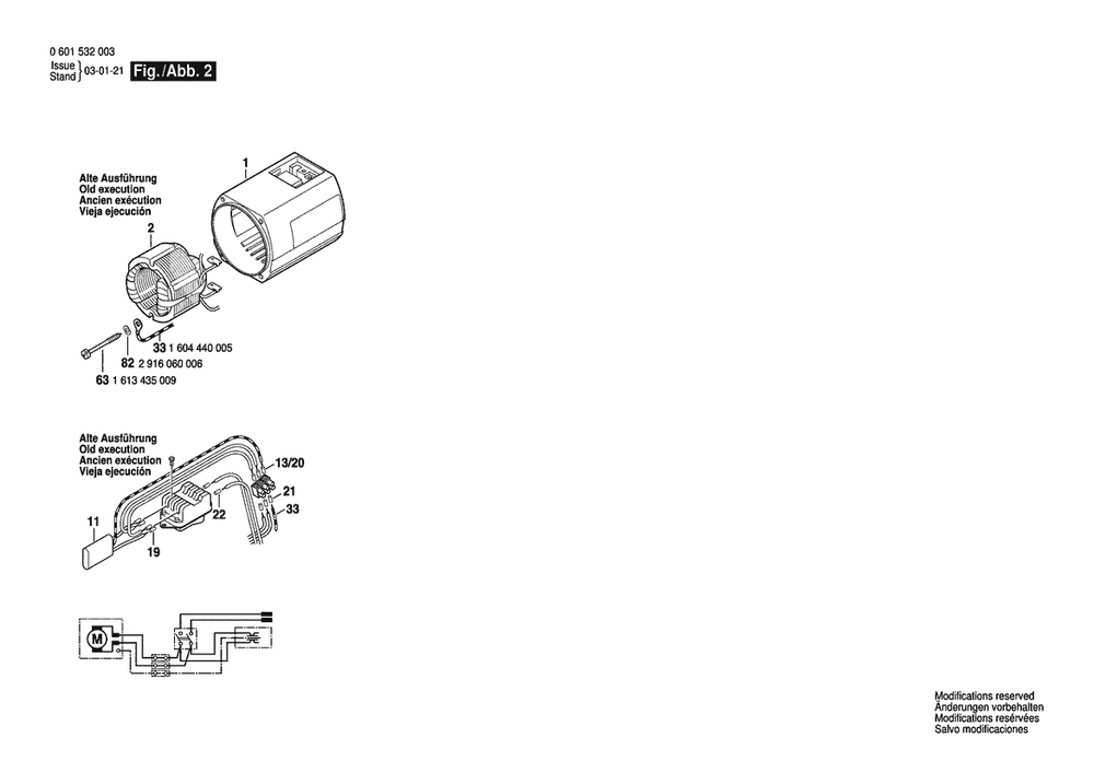 Section 2 Diagram and Parts List for 1532 0601532045 Bosch Nibbler & Shears