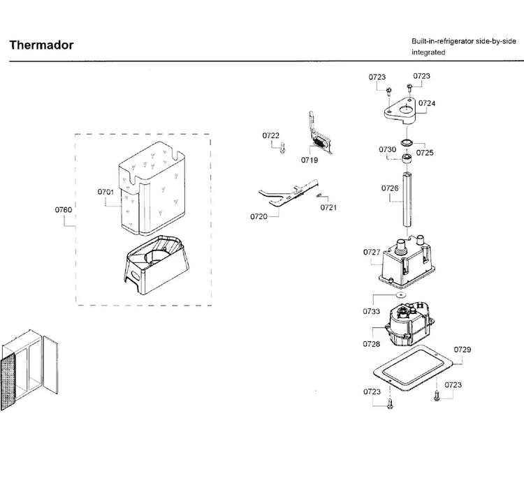 Motor Asy Diagram and Parts List for T42BD820NS 10 Thermador Refrigerator