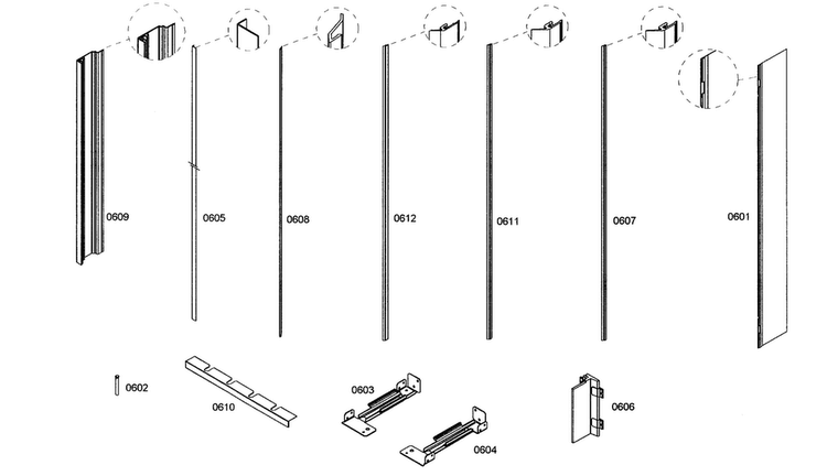 Molding Diagram and Parts List for B24IR70NSP 07 Bosch Freezer