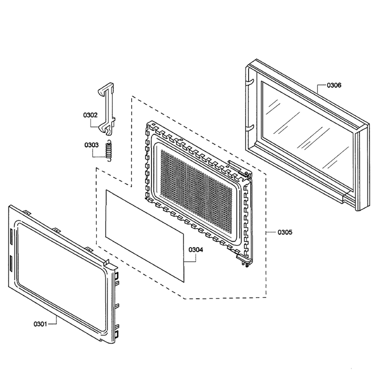 Microwave Door Diagram and Parts List for HBL5750UC 01 Bosch Microwave