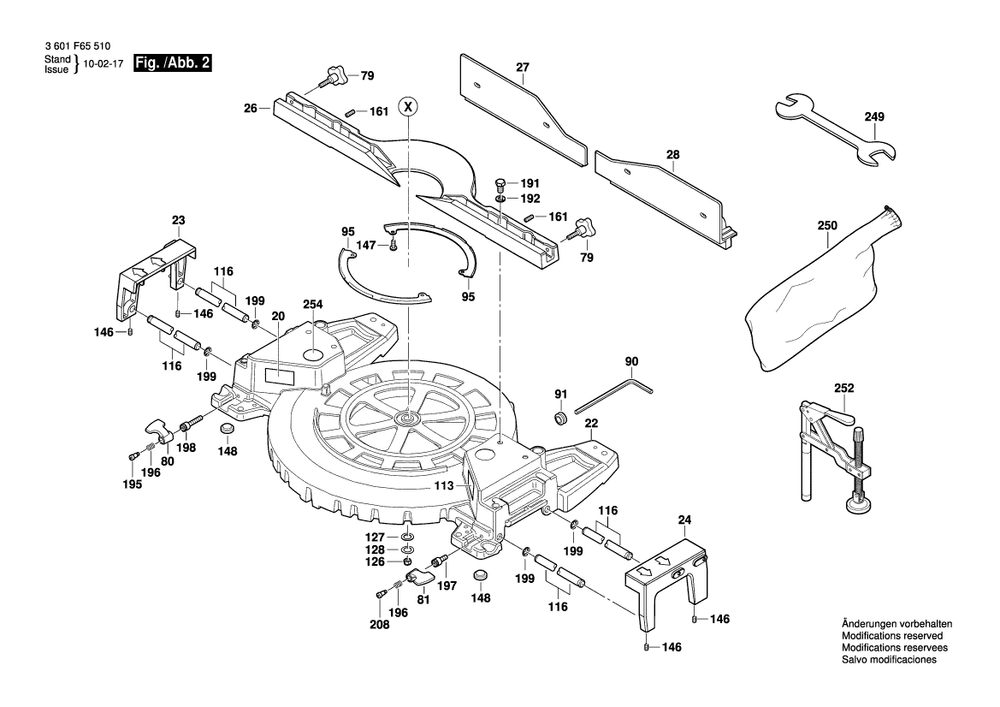 Diagram 2 Diagram and Parts List for 5312 3 601 F65 510 Bosch Miter Saw