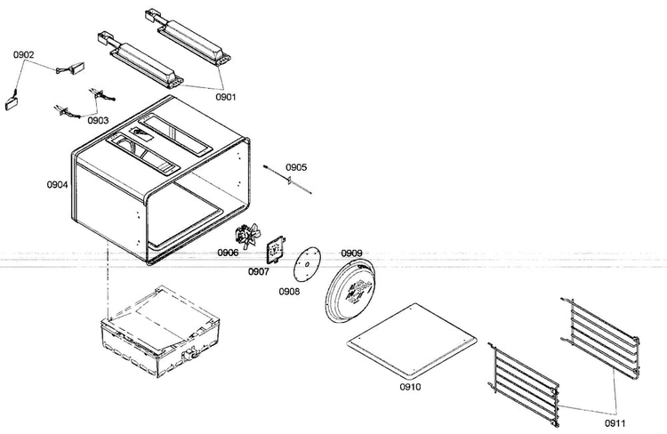 Right Oven 1 Diagram and Parts List for PRL486EDG03  Thermador Range