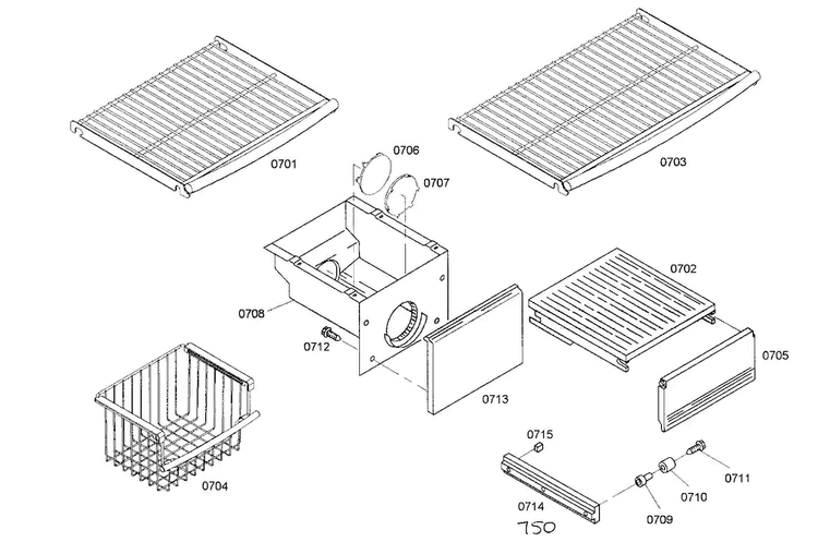 Shelf Assy 2 Diagram and Parts List for KBUIT4255E 01 Thermador Refrigerator