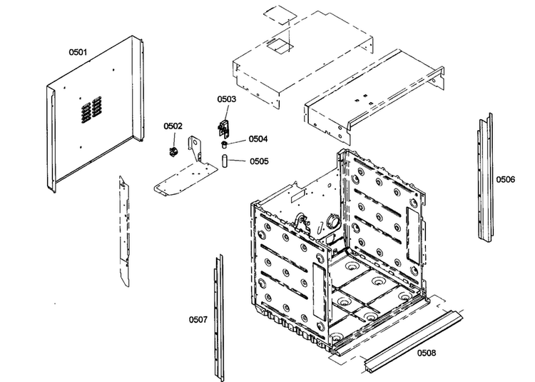Inside Parts Diagram and Parts List for HBN5420UC 01 Bosch Wall Oven