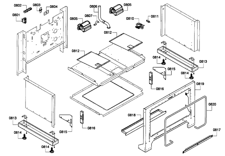 Cabinet 2 Diagram and Parts List for PRD364EDPG-01  Thermador Range