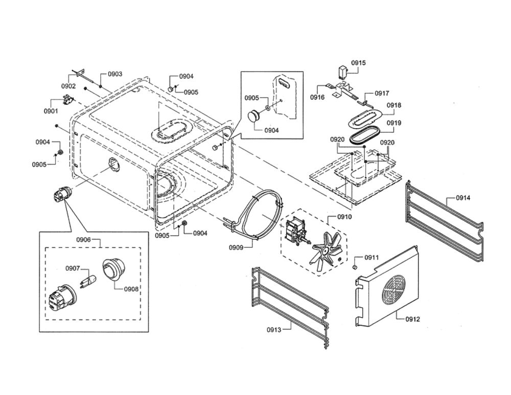Fan/Lamp/Grill Diagram and Parts List for PRD48JDSGU 09 Thermador Range