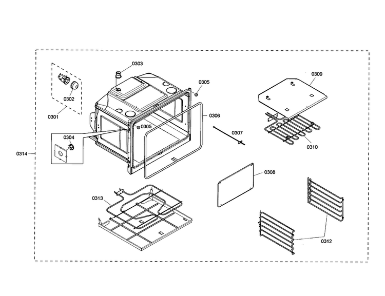 Oven Diagram and Parts List for HBL3320UC 01 Bosch Wall Oven