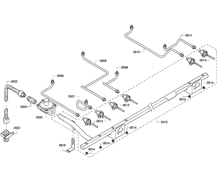 Manifold Diagram and Parts List for PRD486GDHC 10 Thermador Range