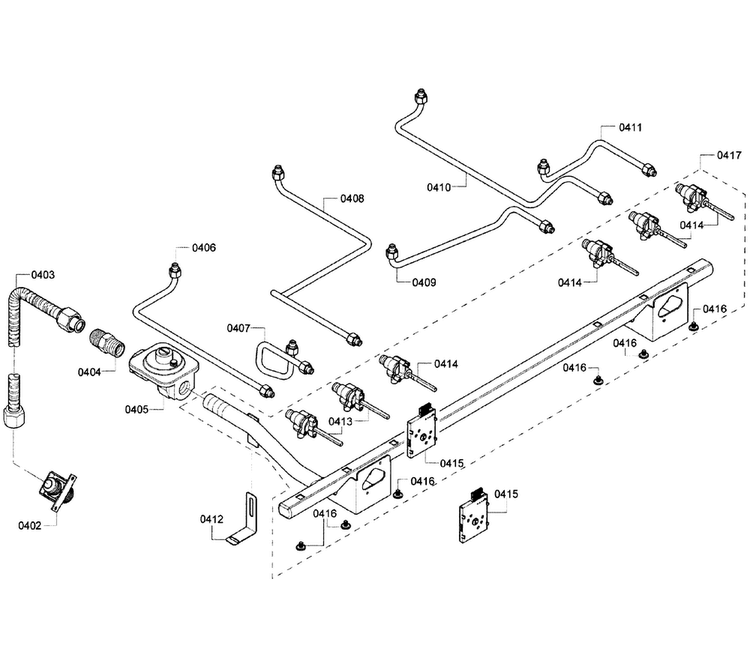 Manifold Diagram and Parts List for PRD366GHC 06 Thermador Range