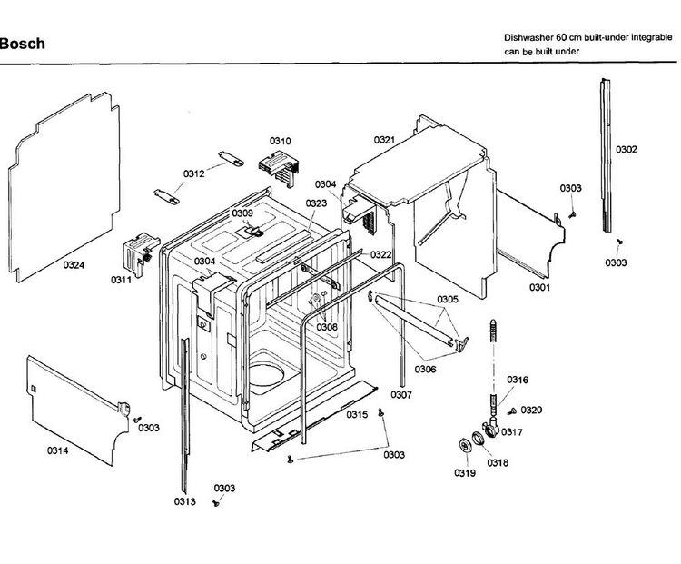 Frame Diagram and Parts List for SHX46A05UC 43 Bosch Dishwasher