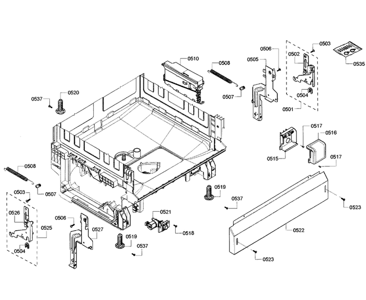 Base Assy Diagram and Parts List for SHE6AF02UC 05 Bosch Dishwasher