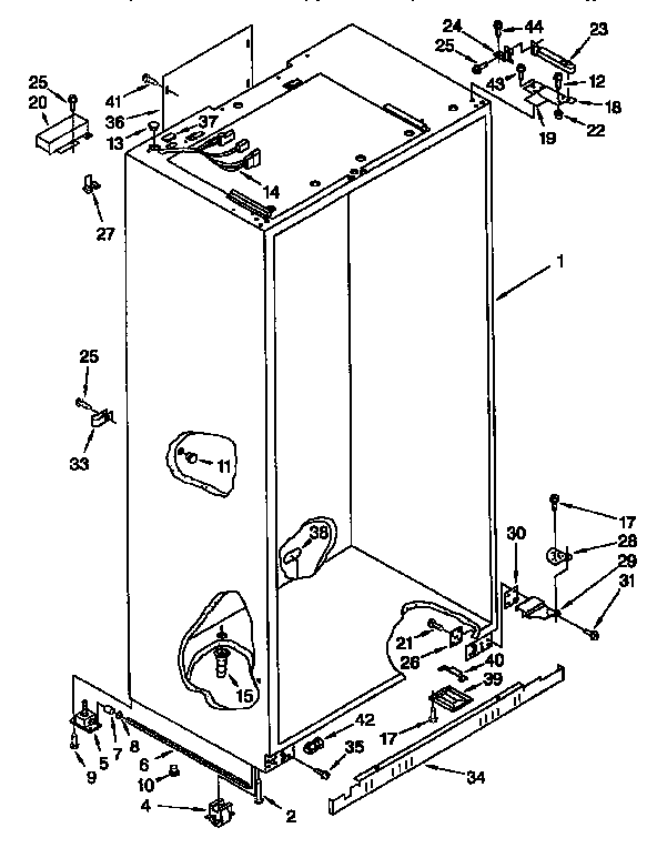 Cabinet Diagram and Parts List for TSS48QBW00  Thermador Refrigerator