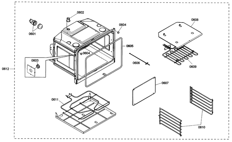 Lower Oven Diagram and Parts List for HBN3520UC 01 Bosch Wall Oven