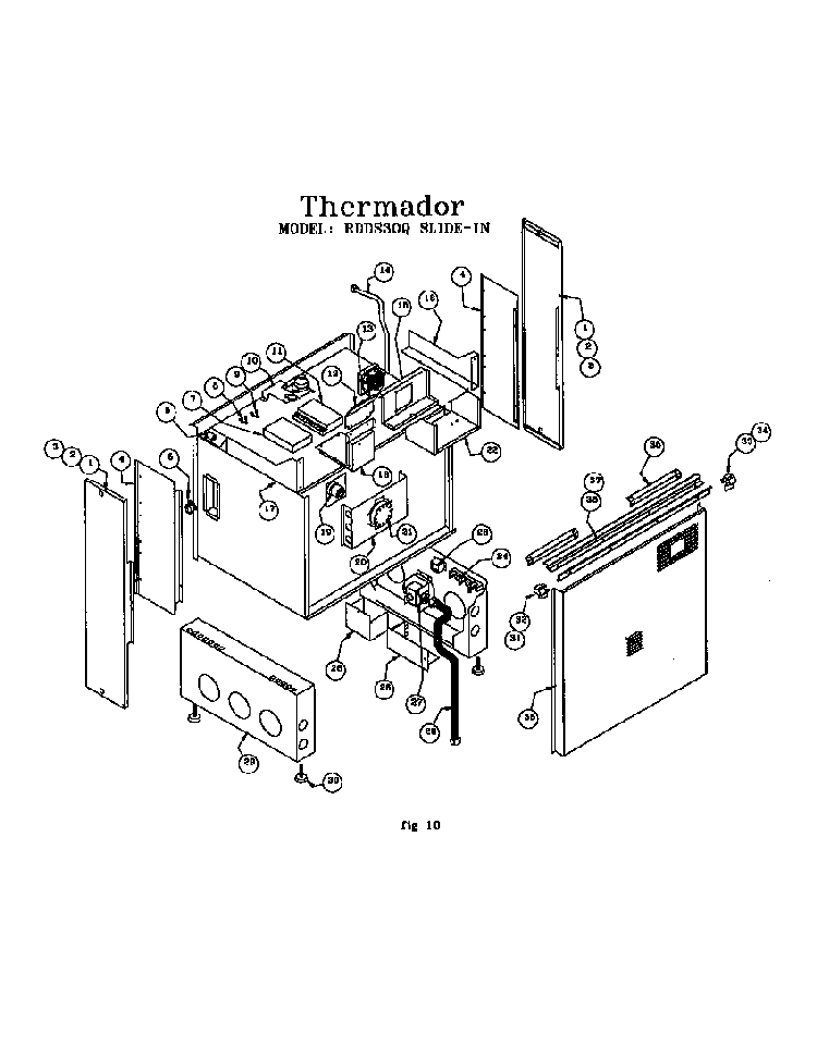 Slide-in Range Diagram and Parts List for RDF30RS(PRIOR-9707)  Thermador Range