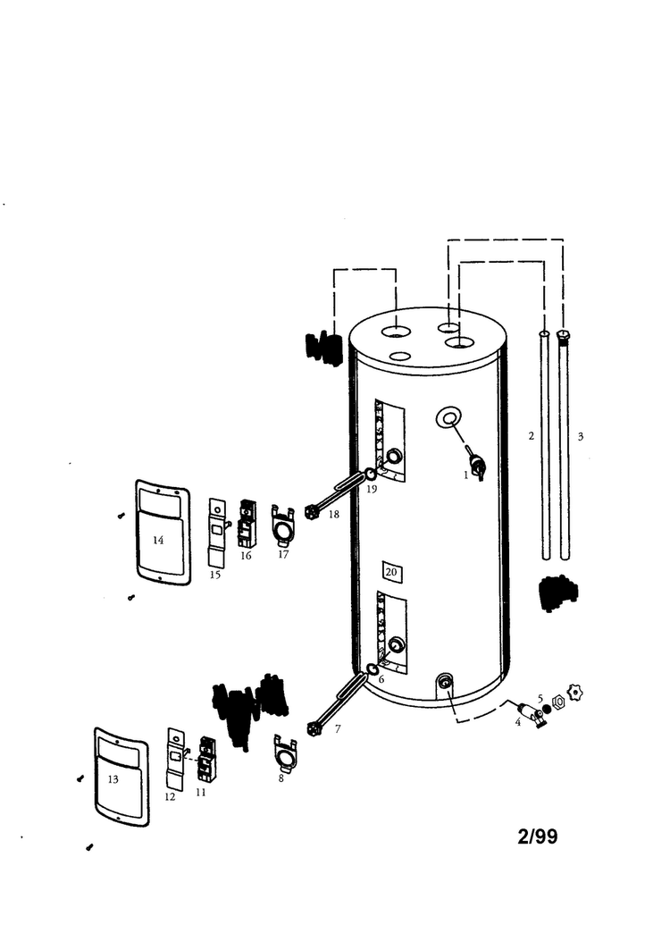 Energy Efficient 30 Gallon Short Diagram and Parts List for 153324191  Kenmore Water Heater