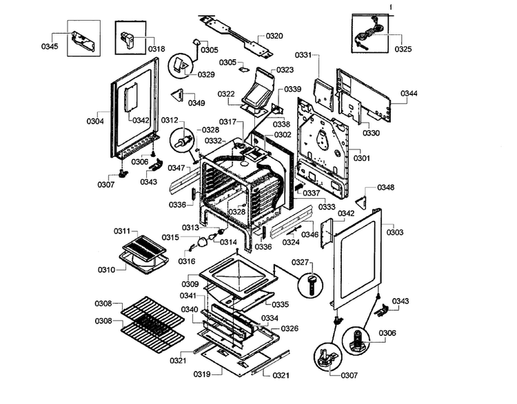 Cavity & Frame Diagram and Parts List for HGS3063UC 07 Bosch Range