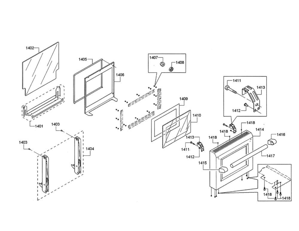 Door 1 Diagram and Parts List for PRD48JDSGU 08 Thermador Range