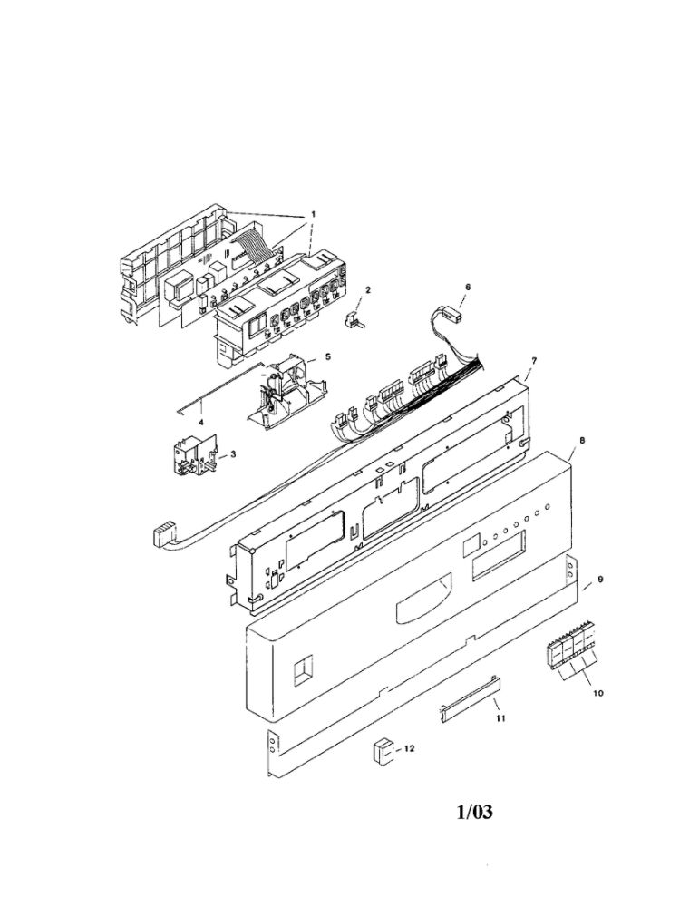 Fascia Panel Diagram and Parts List for SHI4306UC 11 Bosch Dishwasher