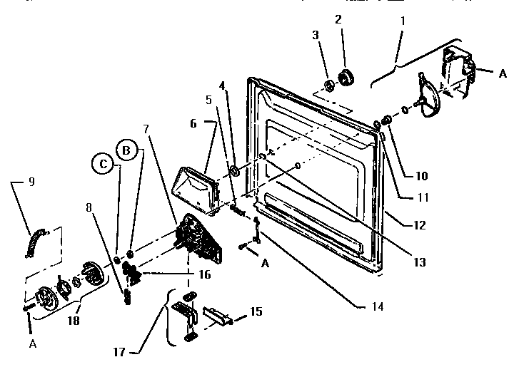 Door Diagram and Parts List for WCTD5500  Thermador Dishwasher