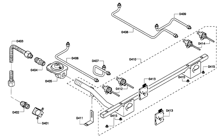 Valves Assy Diagram and Parts List for PRD304GHU 01 Thermador Range