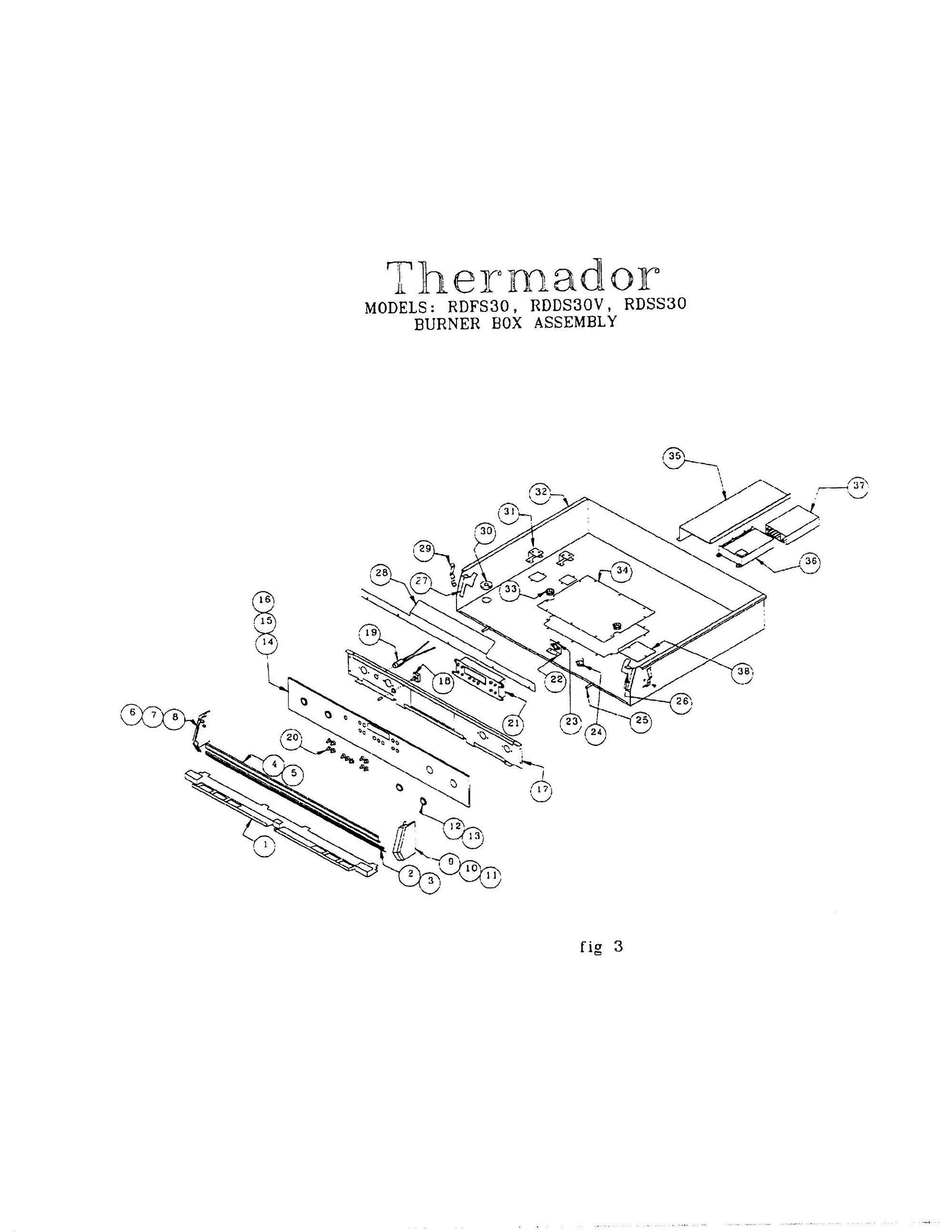 05 - BURNER BOX ASSEMBLY Diagram and Parts List for RDDS30  Bosch Range