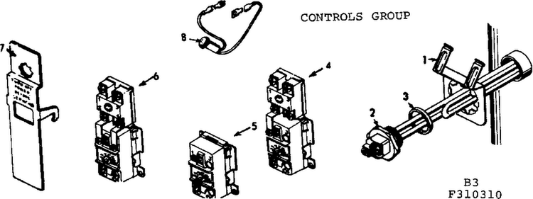 Controls Group Diagram and Parts List for 153310310  Kenmore Water Heater