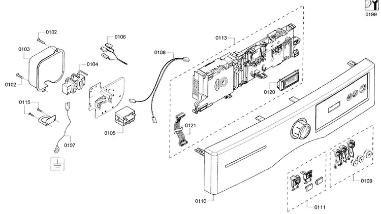 Front Panel Diagram and Parts List for WTVC833PUS 10 Bosch Dryer