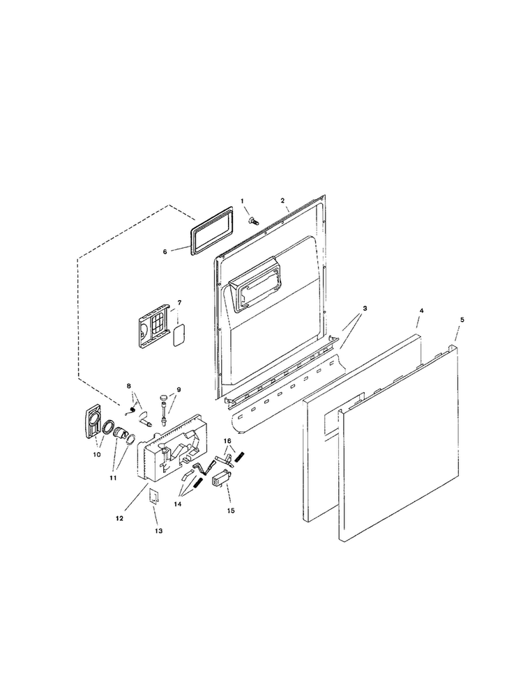Door Assembly Diagram and Parts List for SHU5316UC 12 Bosch Dishwasher