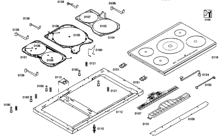 Panel Assy Diagram and Parts List for NIT5665UC 01 Bosch Cooktop
